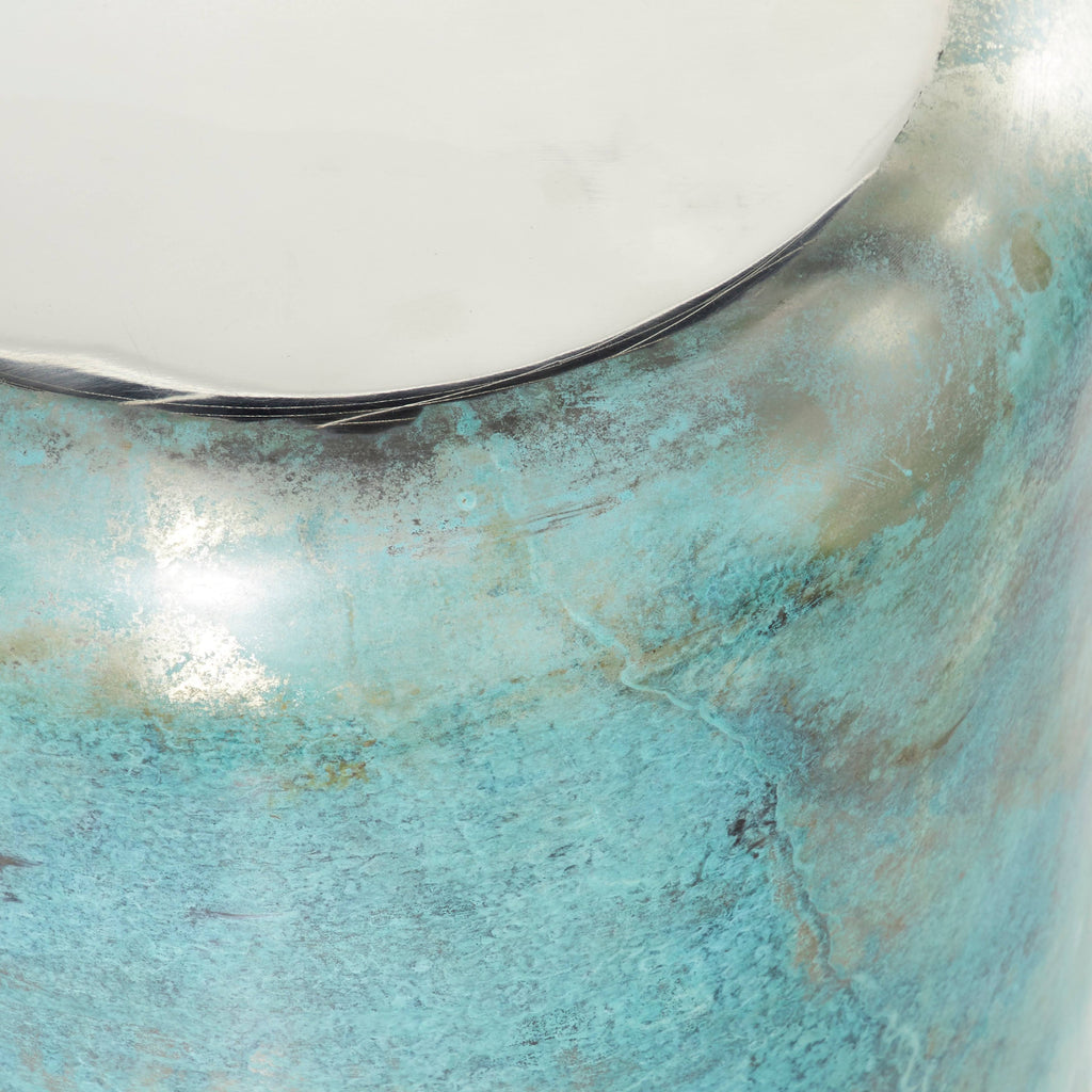 Blue and Silver Round Accent Table Z991646
