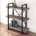 3-Tier Gray Oak Metal and Wood Bookshelf D25419