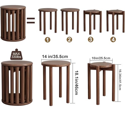 Stackable Stools Set of 4 Walnut Color O292900
