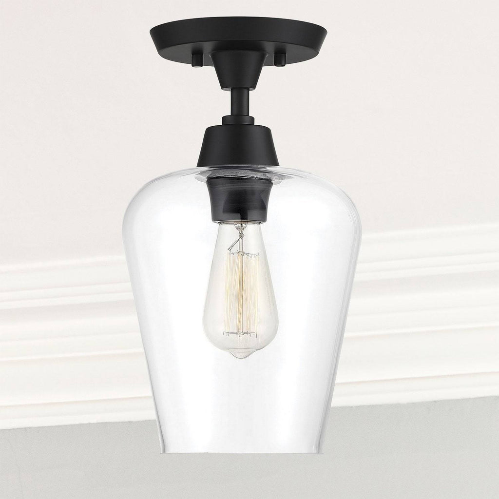 One Light Semi Flush Mount Black L617