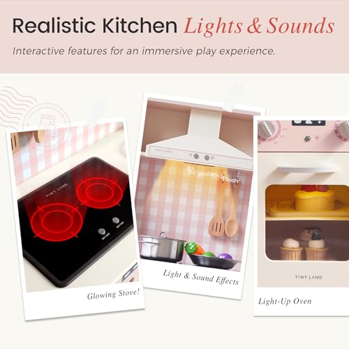 Wooden Kids Play Kitchen with Real Lights & Sounds W615713