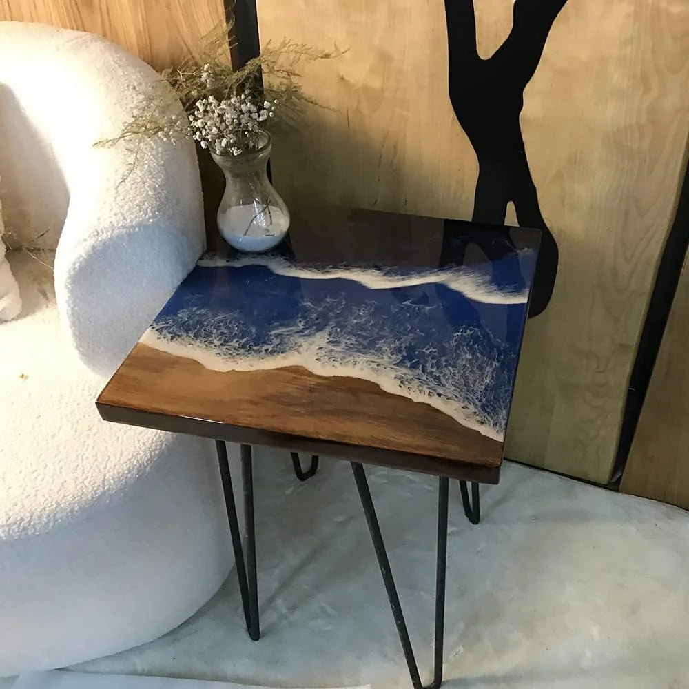 Natural Edge Epoxy Resin Wood Coffee Table Hairpin Legs I606306