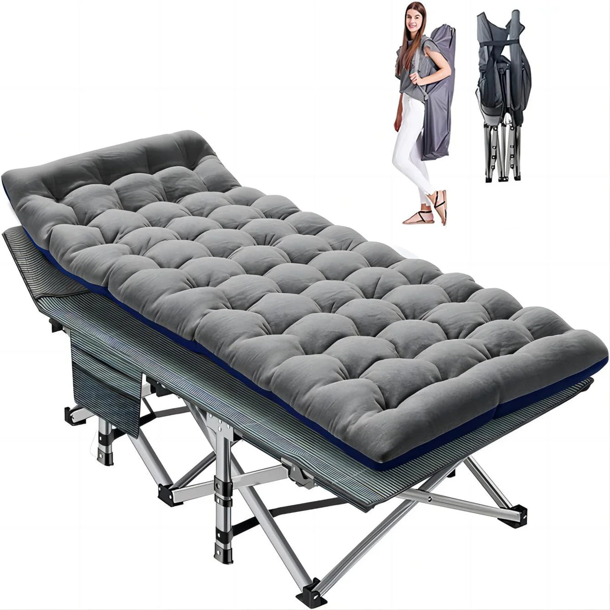 Portable Folding Bed with Mattress and Carry Bag K395556
