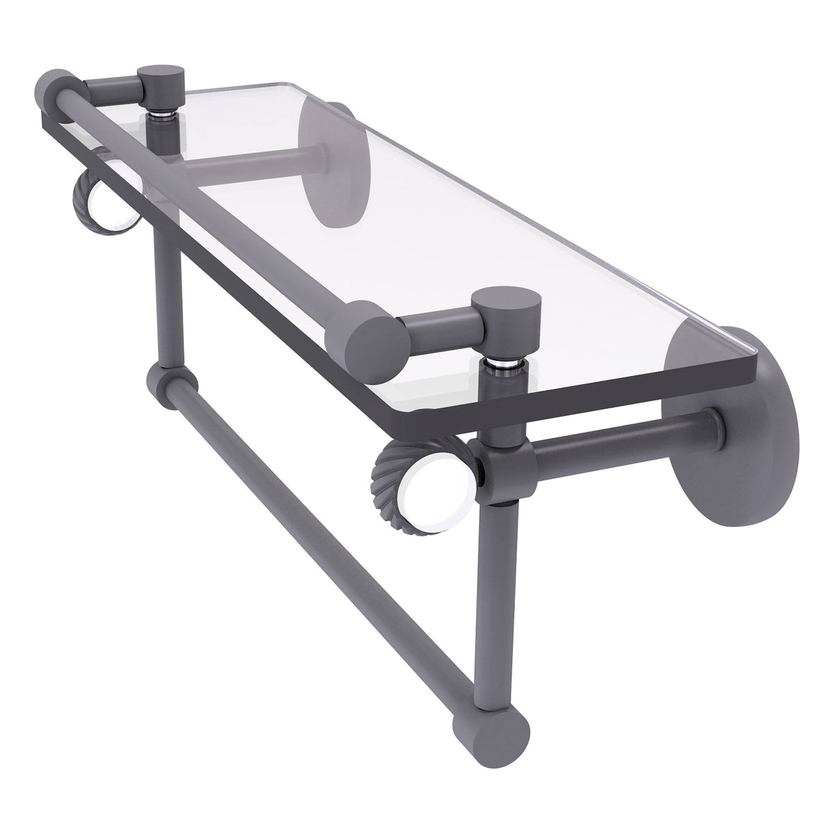 Matte Gray Glass Gallery Shelf with Towel Bar K333331
