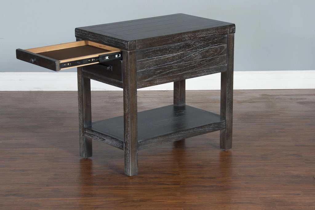 16" Mindi Wood Chair Side Table in Dark Brown Q252