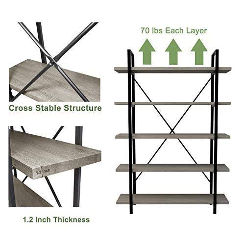 3-Tier Gray Oak Metal and Wood Bookshelf D25419