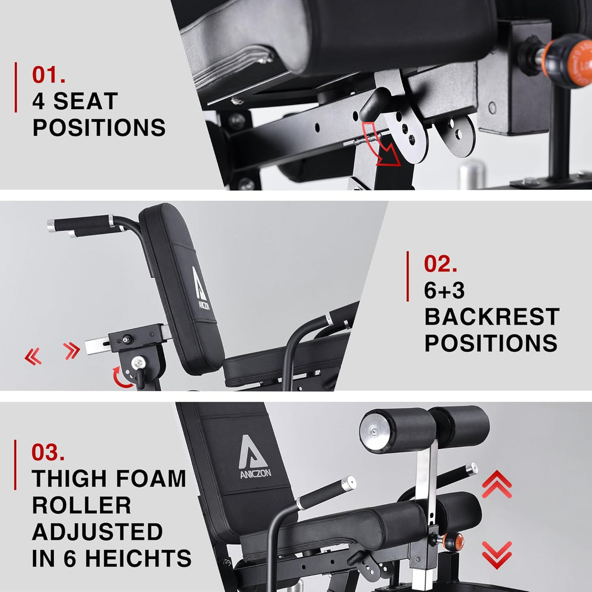 Leg Extension and Curl Machine with Adjustable Seat D36790