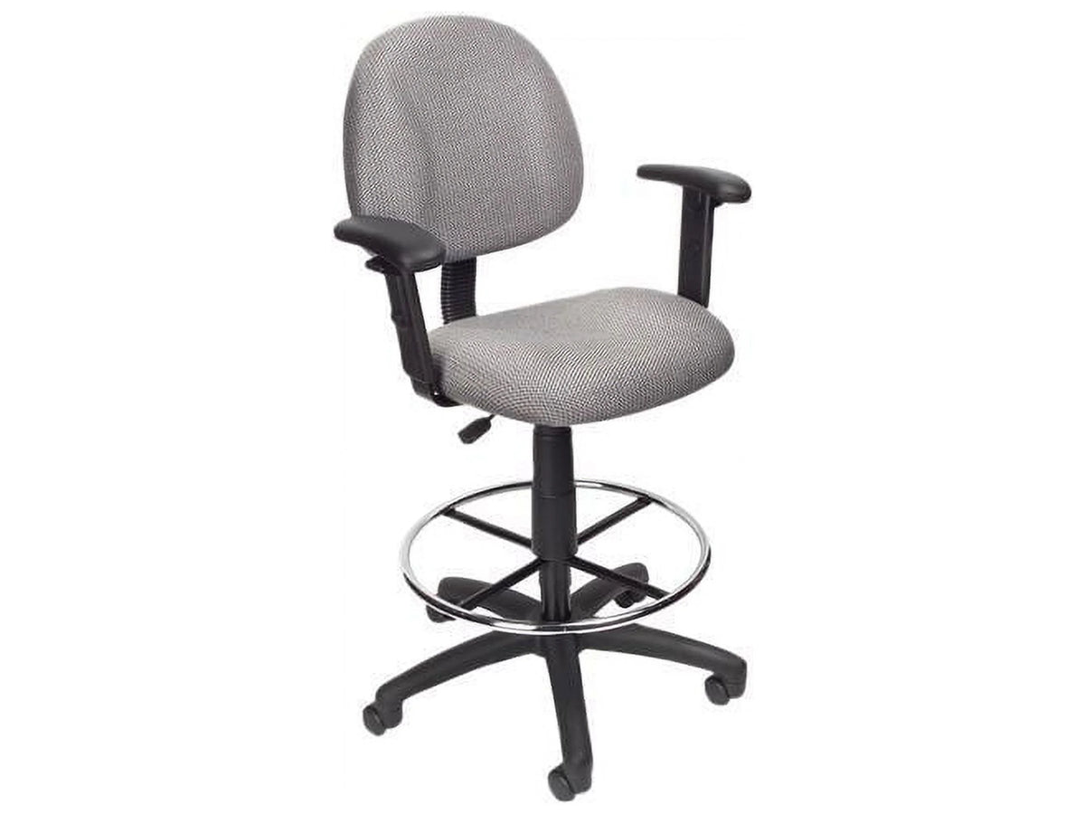 Gray Fabric Drafting Stool with Arms I991660