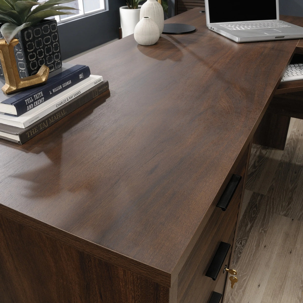 L-Shaped Engineered Wood Desk H1054