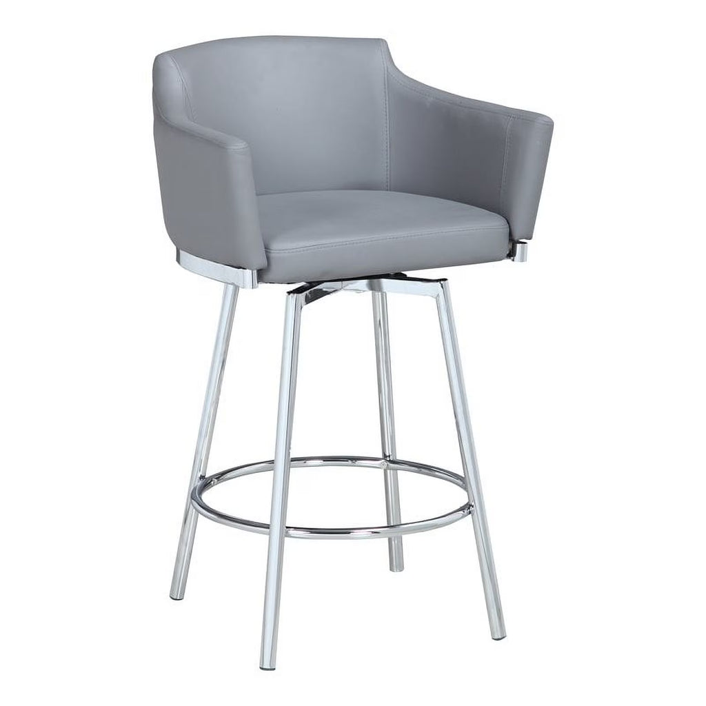 Gray Modern Club Counter Stool with Memory Swivel B552