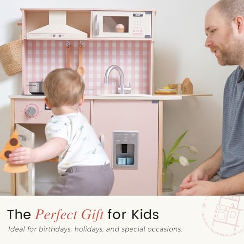 Wooden Kids Play Kitchen with Real Lights & Sounds W615713