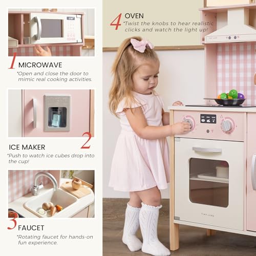 Wooden Kids Play Kitchen with Real Lights & Sounds W615713