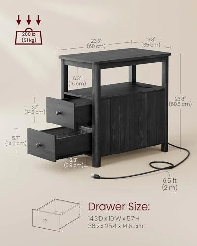 Narrow Nightstand with 2 Drawers Z285452