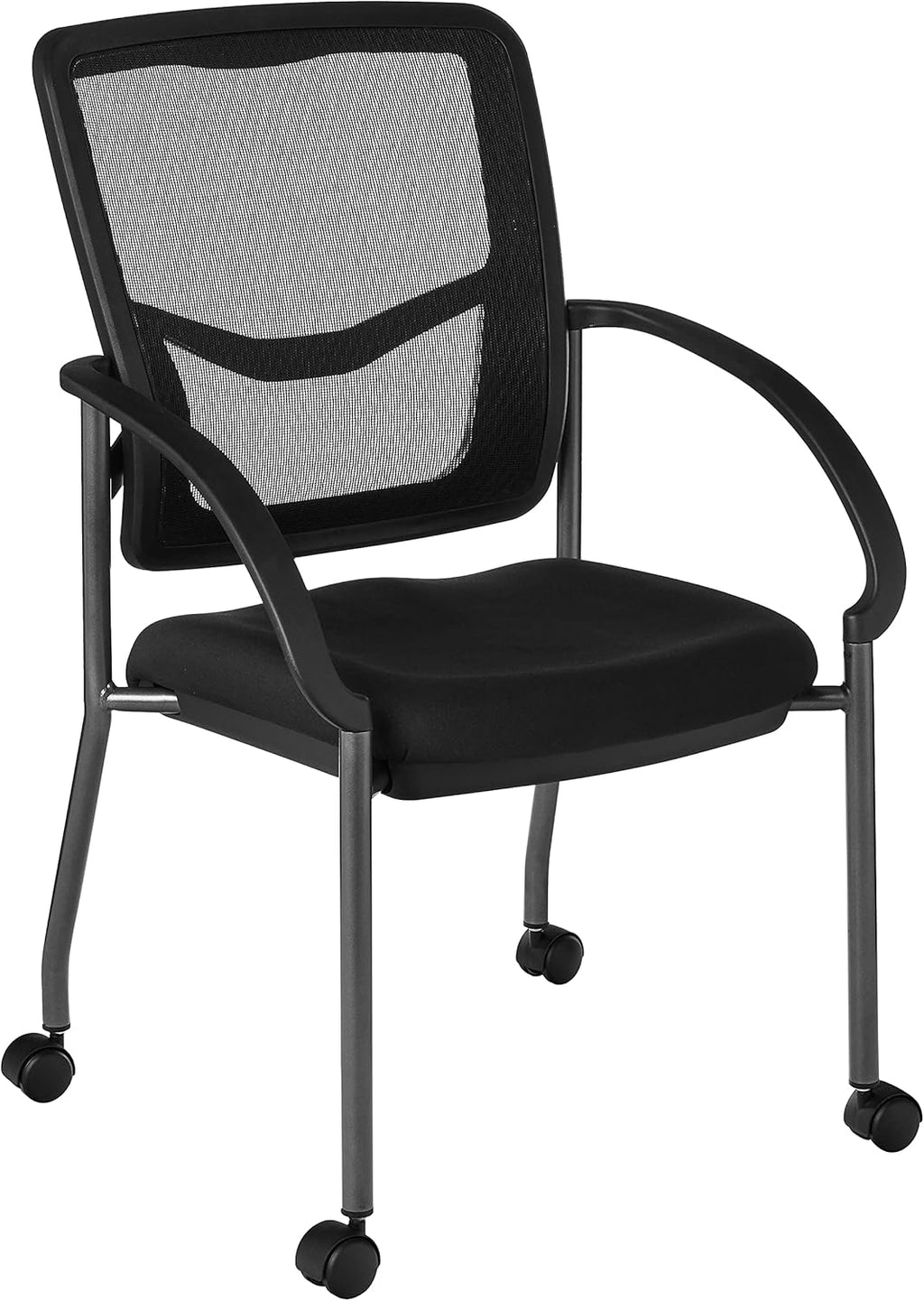 Black Stacking Visitors Chair with Casters R7201