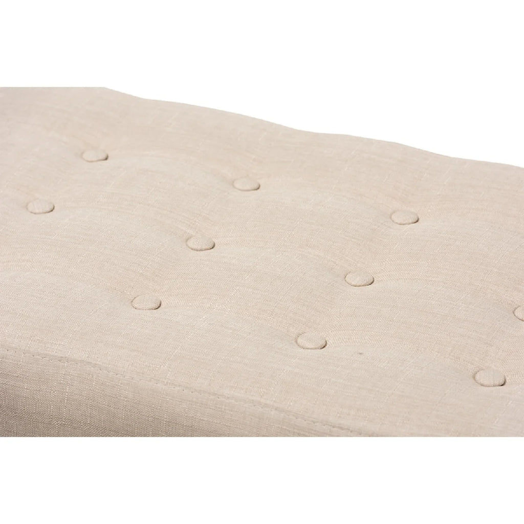 Walnut Wood Light Beige Fabric Bench I61984