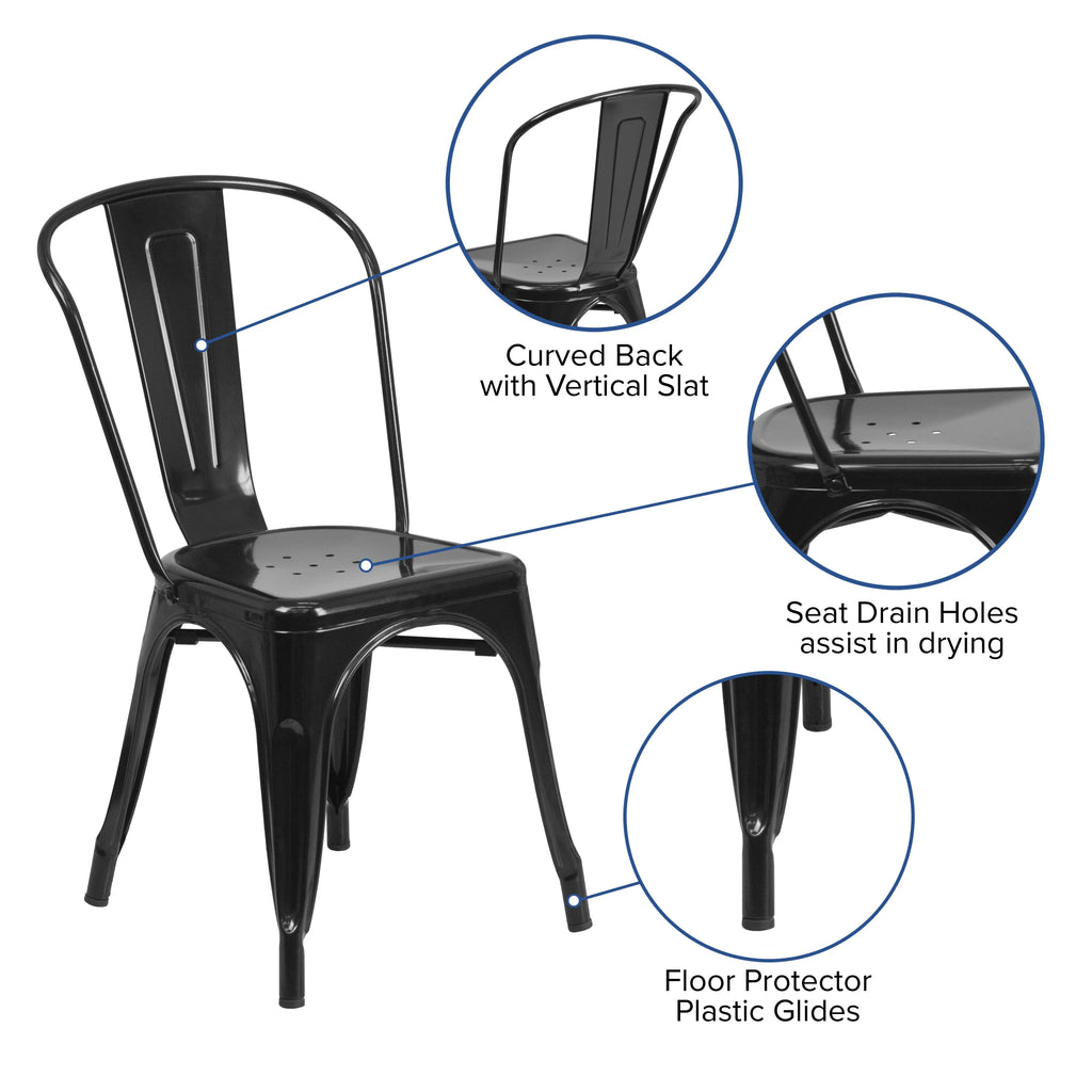 Black Metal Stackable Chair F64517