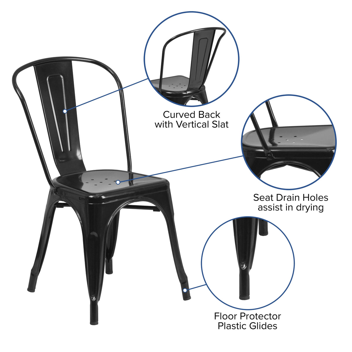 Black Metal Stackable Chair F64517