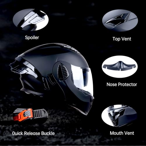 Matt Black X-Large Full Face Modular Motorcycle Helmet B50031