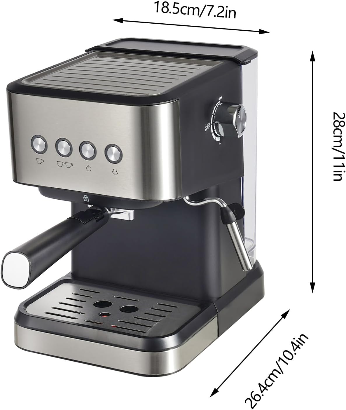 20 Bar Semi-Automatic Espresso Machine with Milk Frother Steam Wand, 50oz Removable Water Tank J86275