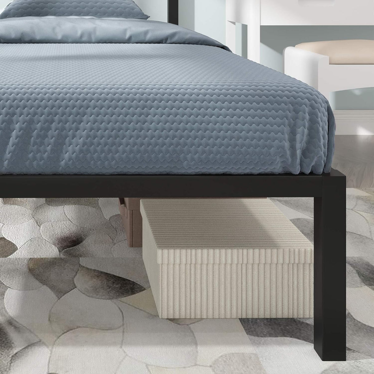 Black Twin Size Metal Bed Frame with Headboard W17684