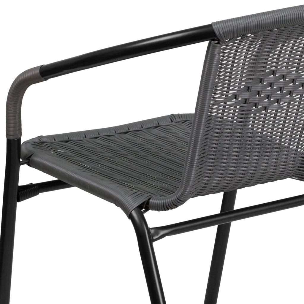 2 Pack Gray Rattan Stack Chair O3365