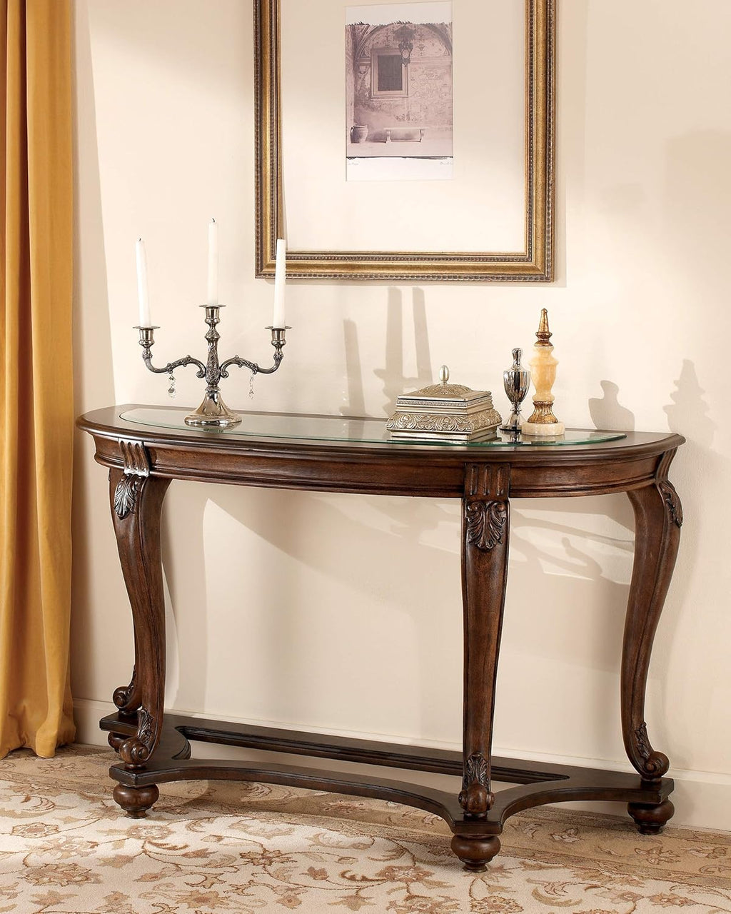 Dark Brown Glass Top Sofa Table U429