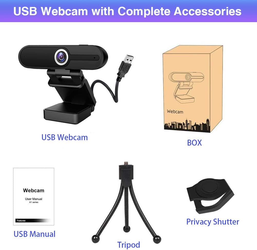 4K Webcam with Microphone, Privacy Cover J344
