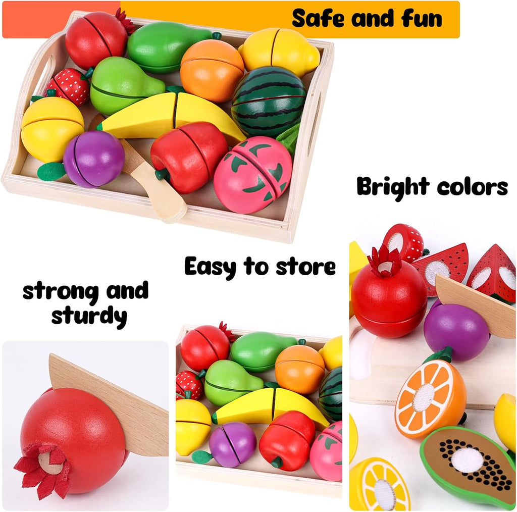 Wooden Play Food Set with Wooden Tray Z3152