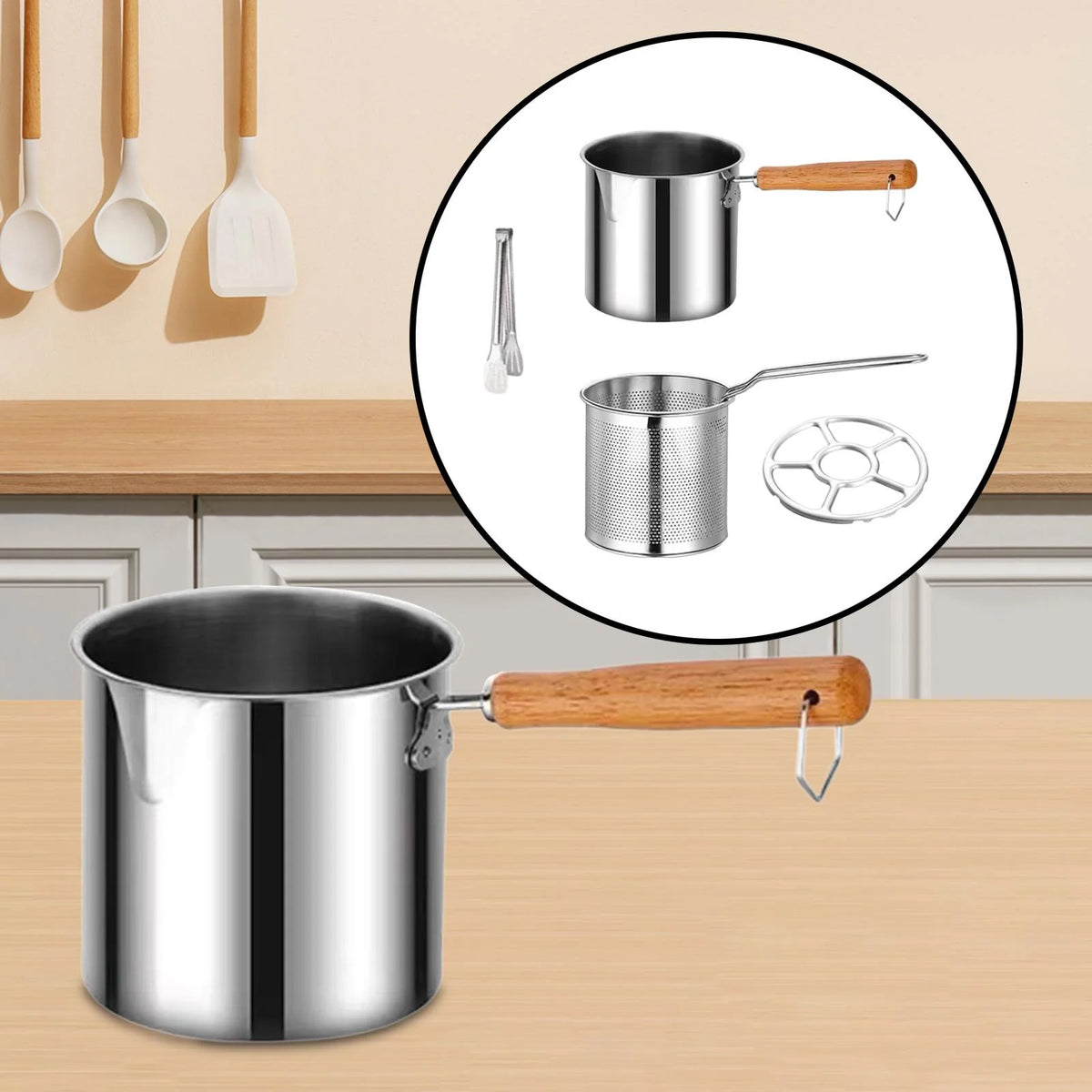 Deep Frying Pot with Strainer Basket with Handle C217652