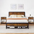 Queen Size Bed Frame with Headboard and Storage Drawers Bench, Nightstand with Storage Drawer N376