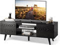 Black TV Stand with Storage Cabinet and Open Shelves V23420