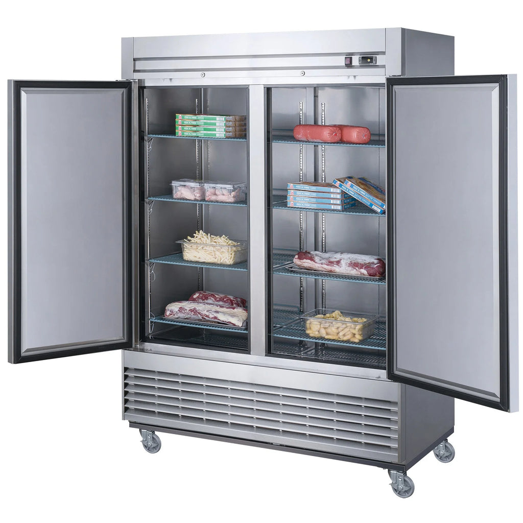 55 in. Two Door Upright Reach-in Freezer in Stainless Steel 40.7 Cu. Ft. N5543