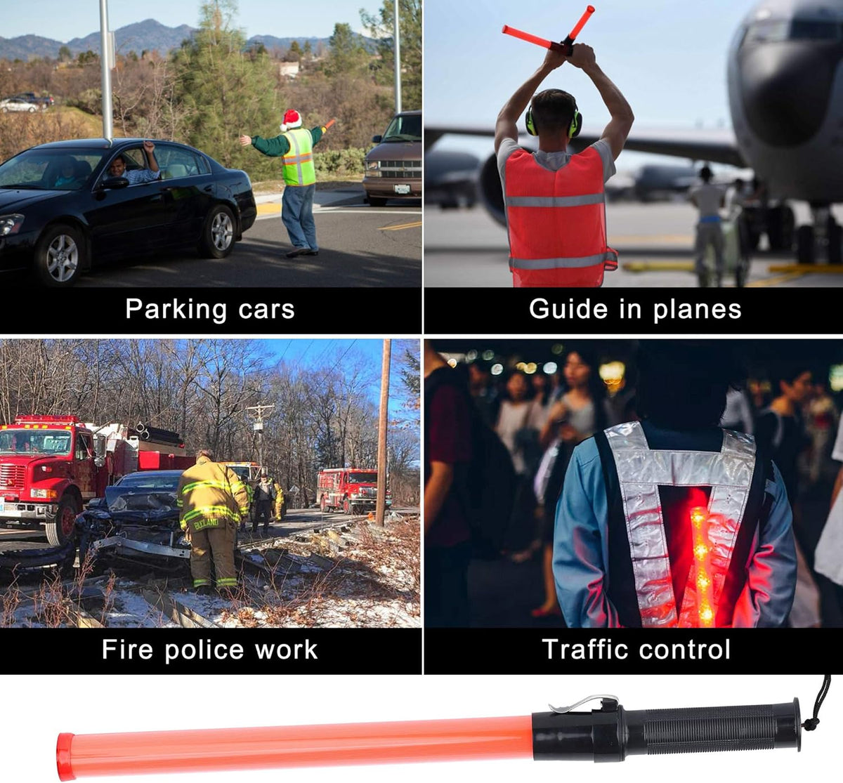 8 Pack 21-inch Safety Traffic Control Wand with 2 Flashing Modes X16337