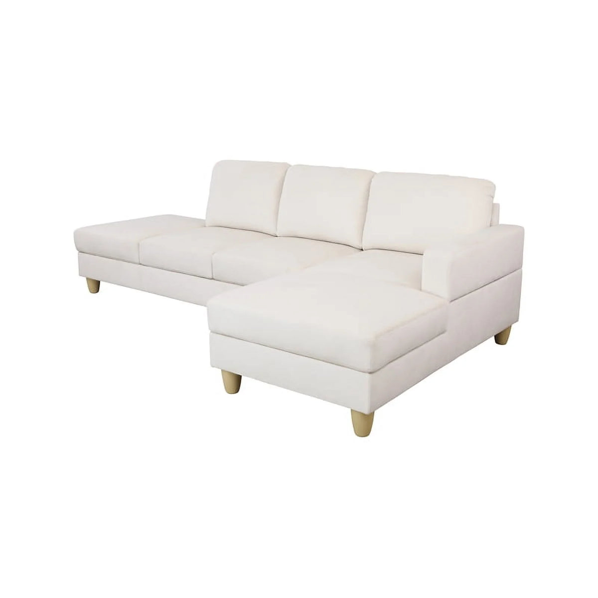 White Microfiber L Shaped 2-Piece Sofa Set E1443