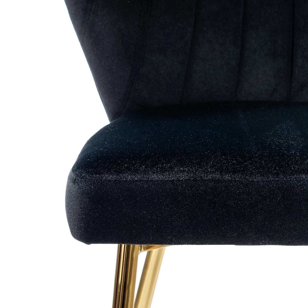 Black Velvet Upholstered Wingback Dining Chairs Set of 4 with Metal Legs P972