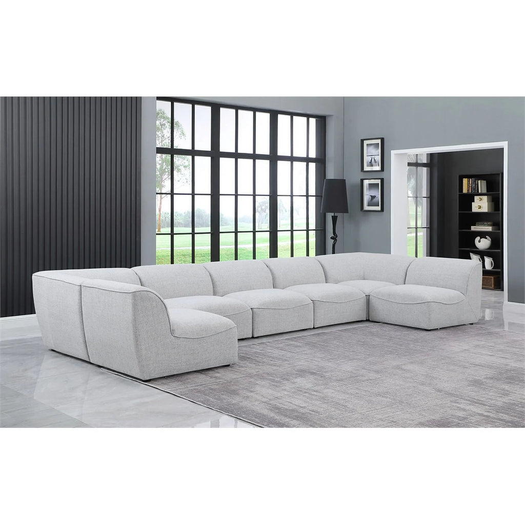 Grey Linen Textured Modular Sectional H94153