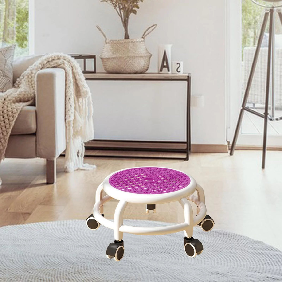 Violet Stool with Universal Wheels D56839