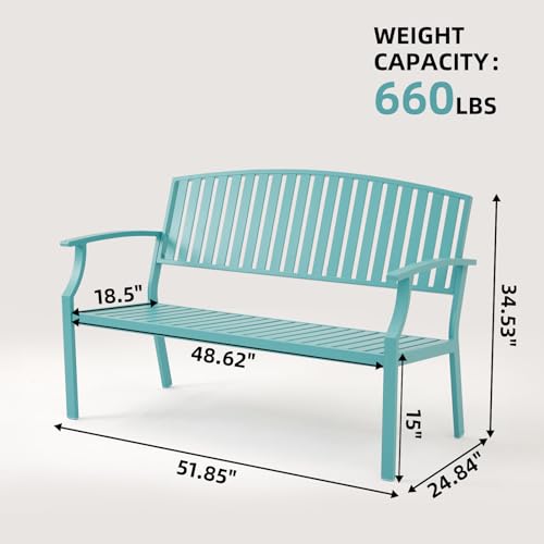 Light Blue Aluminum Outdoor Bench T2053