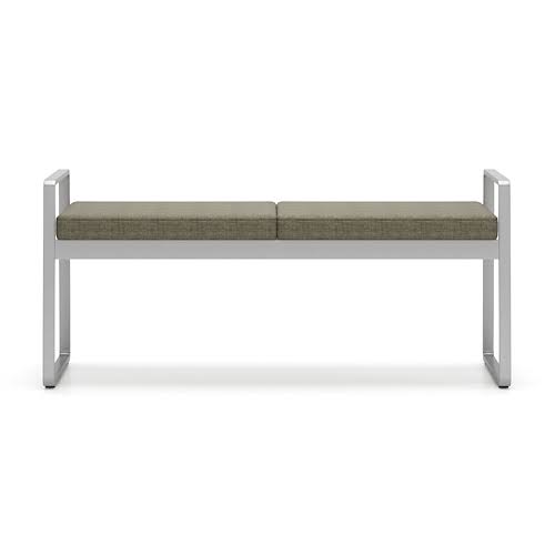 Blue Fabric Two Seat Bench with Brushed Nickel Frame R94836