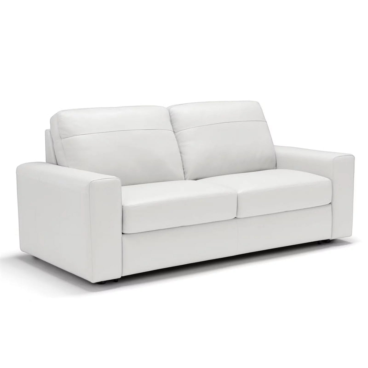 White Leather Sofa Sleeper with Full Size Pull Out Mattress J8364