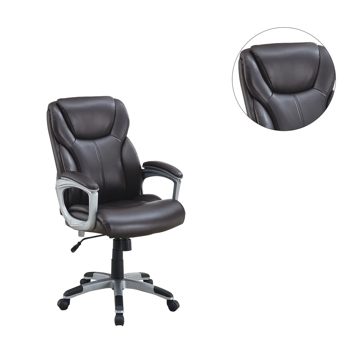 Brown Office Chair with Adjustable Height and Padded Armrests T58585