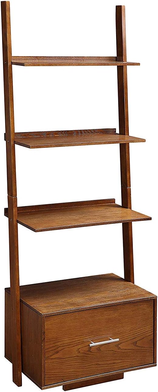 Gray Ladder Bookcase with File Drawer K171