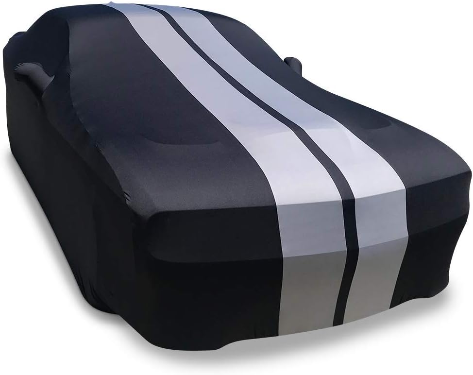 Indoor Car Cover Black with Red Stripes D229968