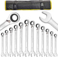 12-Piece Reversible Ratchet Combination Wrench Set, Metric, 8mm-19mm Chrome Vanadium Steel H24559