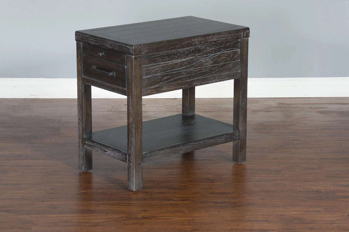 16" Mindi Wood Chair Side Table in Dark Brown Q252