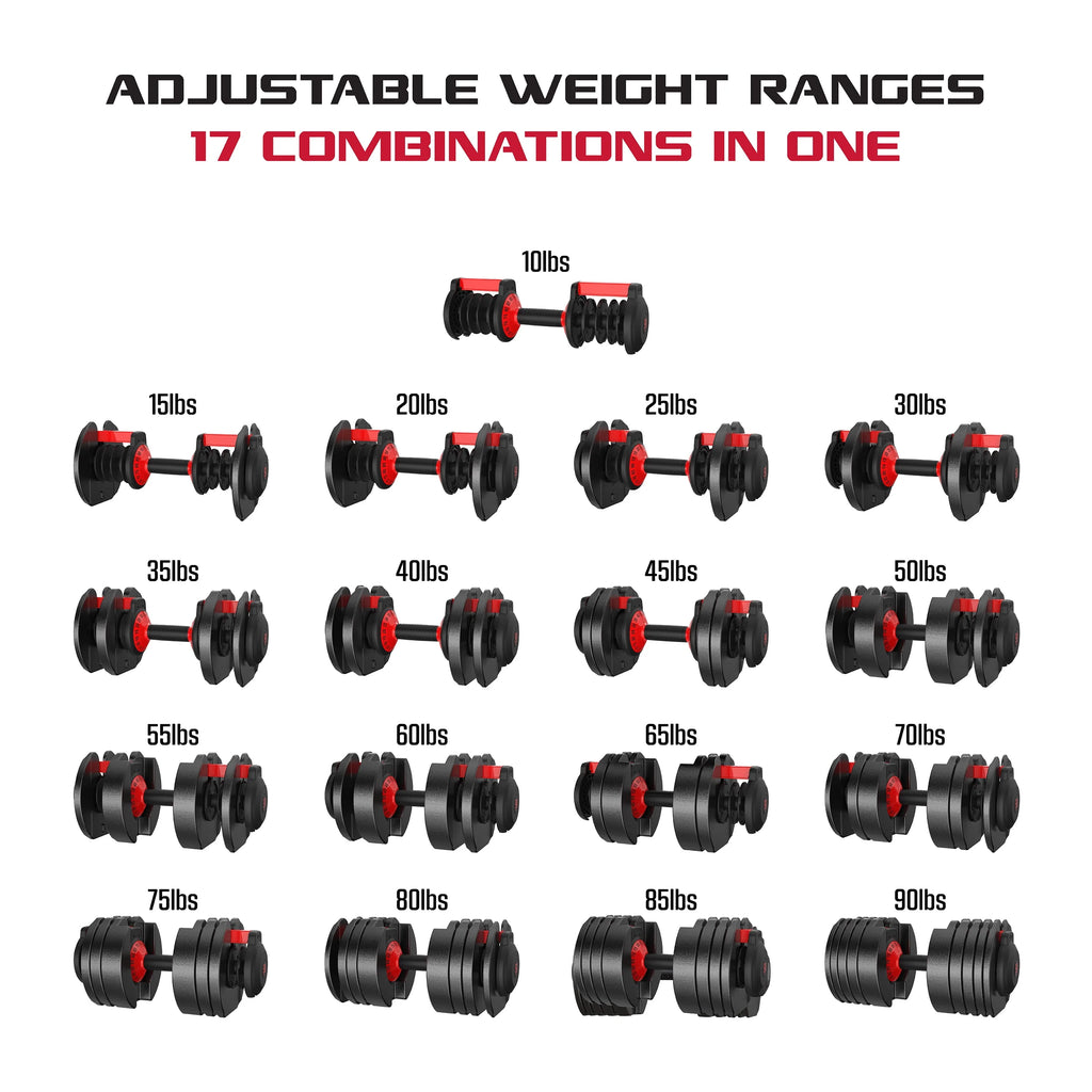 Adjustable Dumbbell 10-90 lbs Black O451