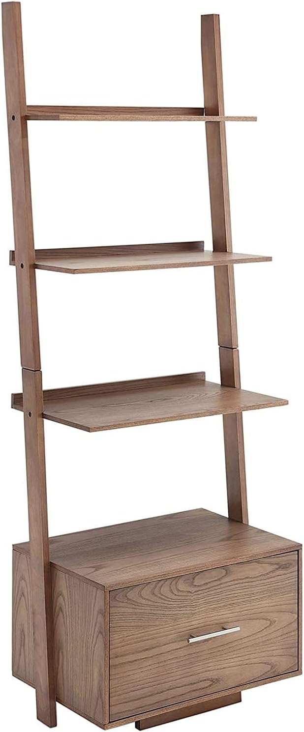 Gray Ladder Bookcase with File Drawer K171