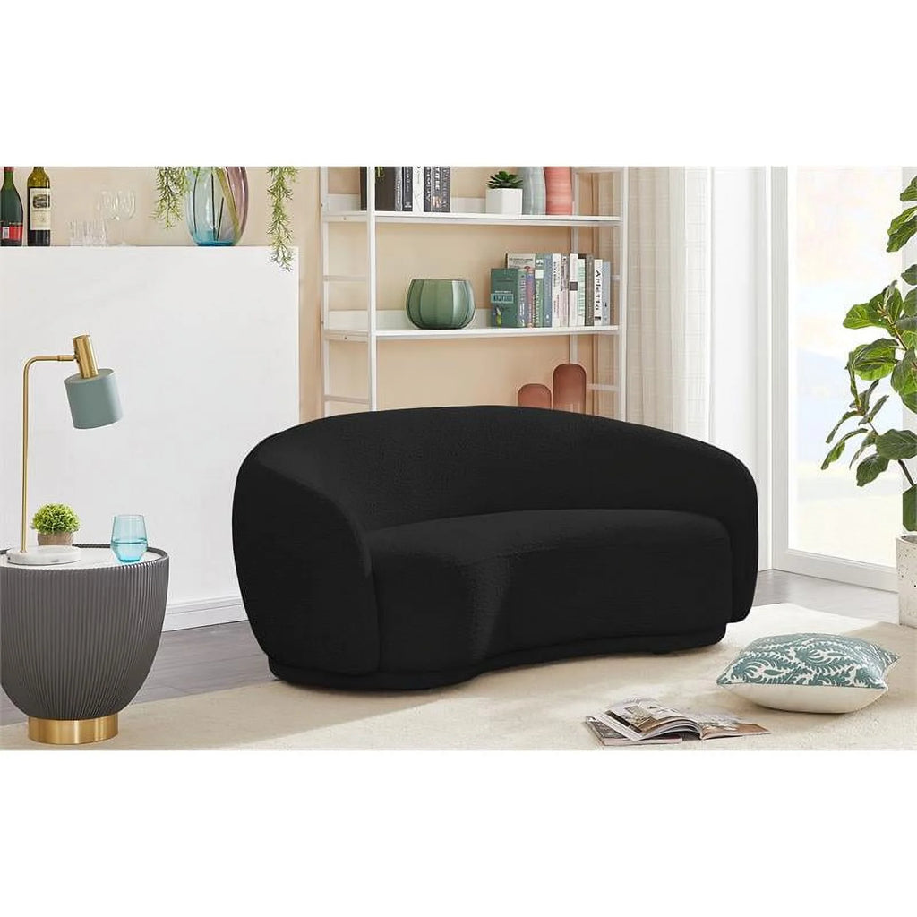 Black Boucle Fabric Loveseat I45502