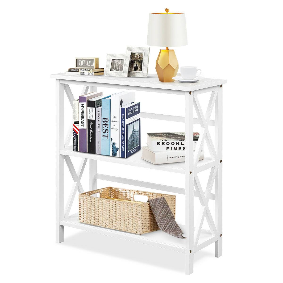 3-Tier White Wooden Open Shelf Bookcase P6555