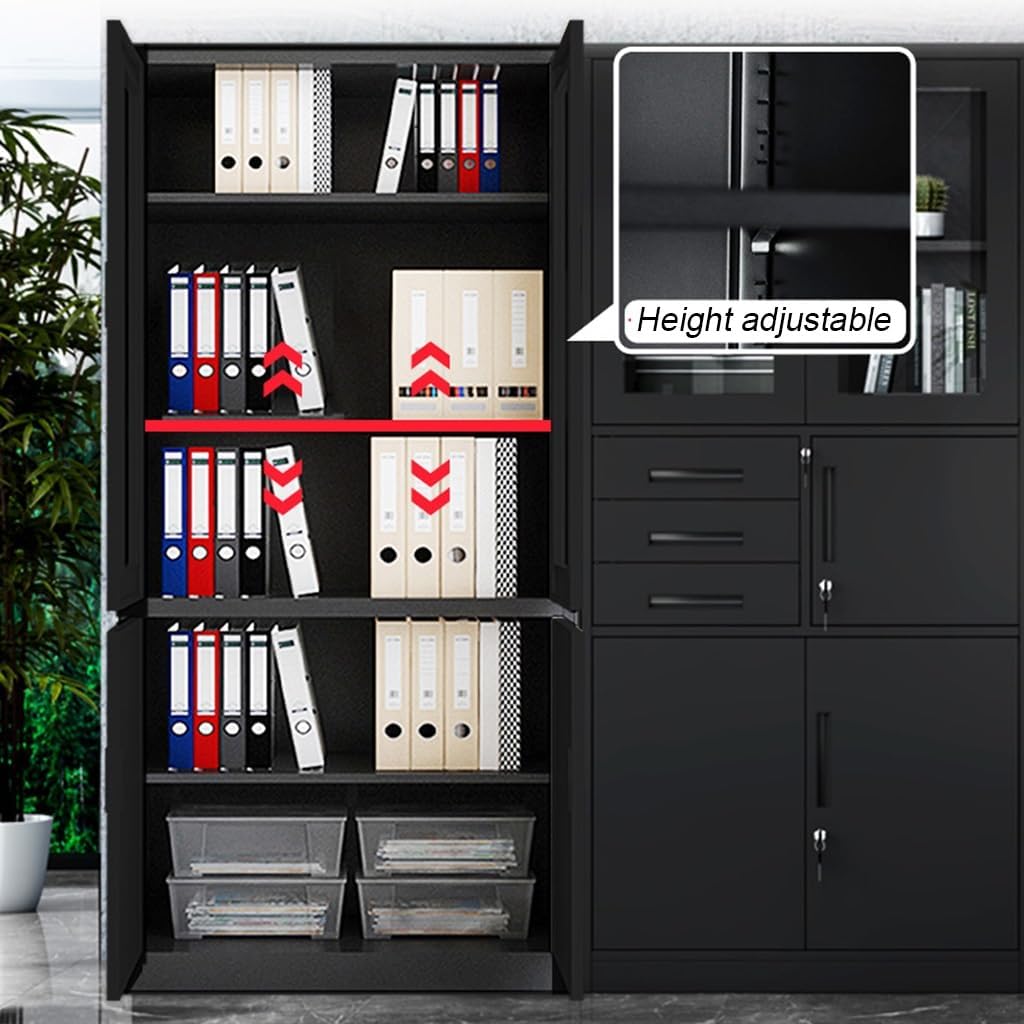 71" Tall Metal Storage Cabinet with Locking and Adjustable Shelves I33696